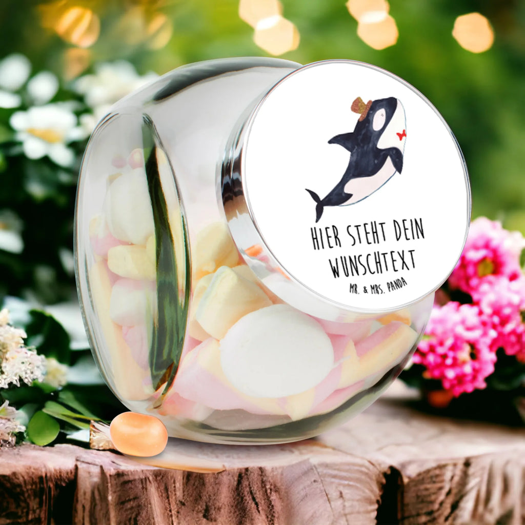 Personalized Candy Jar orca cylinder Seafood, aquatic animals, ocean, sea, fish, shells, corals, reef, whale, narwhal, sea urchin, lobster, platypus, turtle, manatee, crocodile, orca, shrimp, gifts for seafood lovers, water world, underwater animals, underwater world, vacation, deep sea, seafood fans, gift ideas, seafood decoration, seafood posters, confetti, feast, party, birthday, celebration, glitter, congratulations