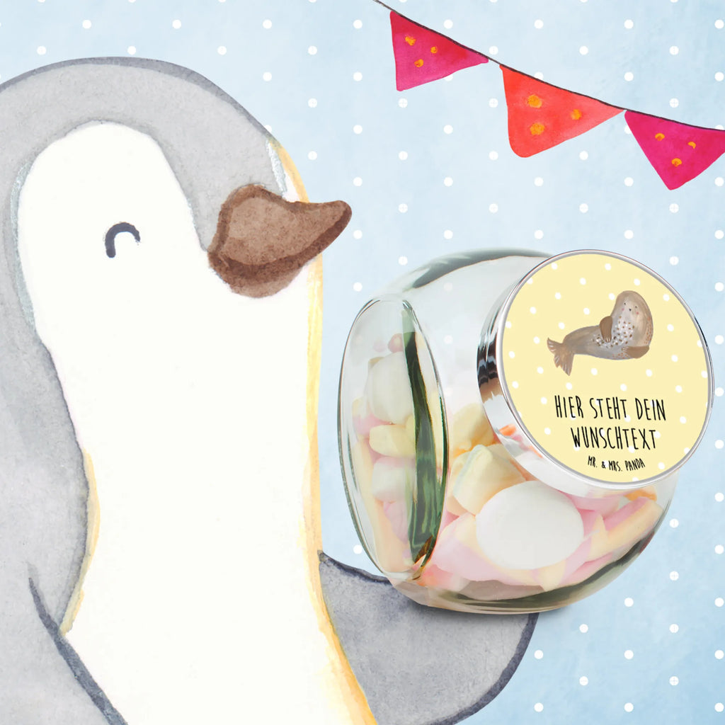 Personalized Candy Jar seal Laugh small animals, cute, funny, cute animal motives, hand drawn, small world, funny sayings, good mood, happy, gifts, gift ideas, special gifts, animal lover, card, Seals, North Sea, Seal, Baltic Sea, Sea animal, Beach