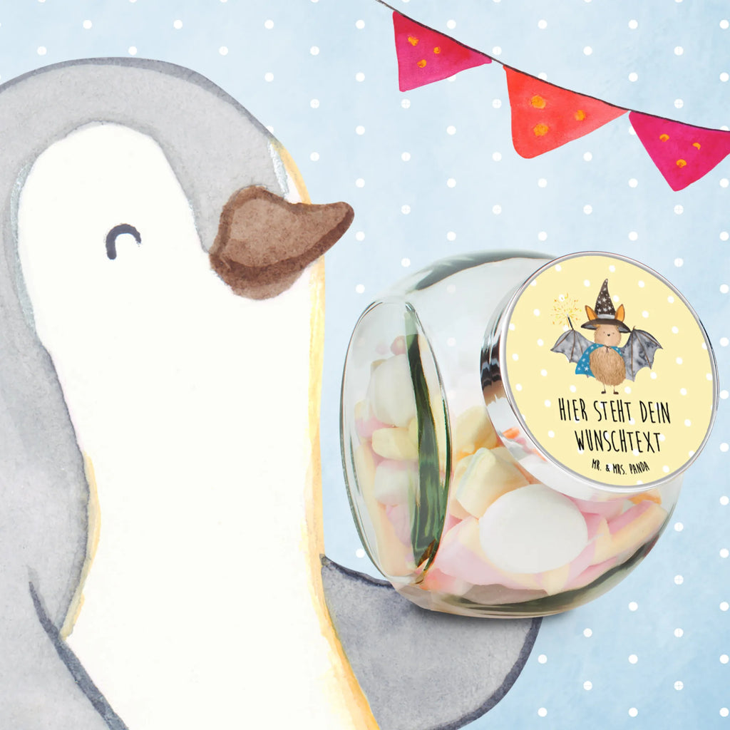 Personalized Candy Jar bat wizard small animals, cute, funny, cute animal motives, hand drawn, small world, funny sayings, good mood, happy, gifts, gift ideas, special gifts, animal lover, card, Bats, get in, sorcerers, bats, women, magicians