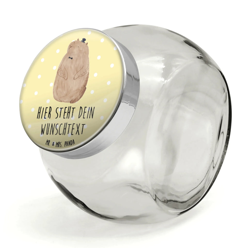 Personalized Candy Jar Groundhog small animals, cute, funny, cute animal motives, hand drawn, small world, funny sayings, good mood, happy, gifts, gift ideas, special gifts, animal lover, card, decency, friendliness, respect, Groundhog, etiquette, cheerfulness