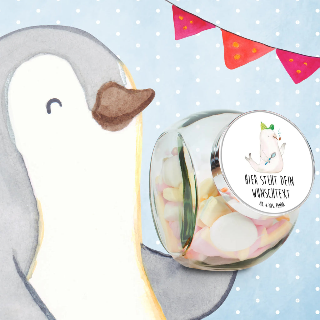 Personalized Candy Jar seal sherlock small animals, cute, funny, cute animal motives, hand drawn, small world, funny sayings, good mood, happy, gifts, gift ideas, special gifts, animal lover, card