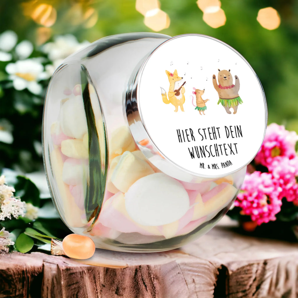 Personalized Candy Jar forest animals Aloha small animals, cute, funny, cute animal motives, hand drawn, small world, funny sayings, good mood, happy, gifts, gift ideas, special gifts, animal lover, card, life, dancing, laughter, music, aloha, bear, forest animals, rabbit, hedgehog, forest
