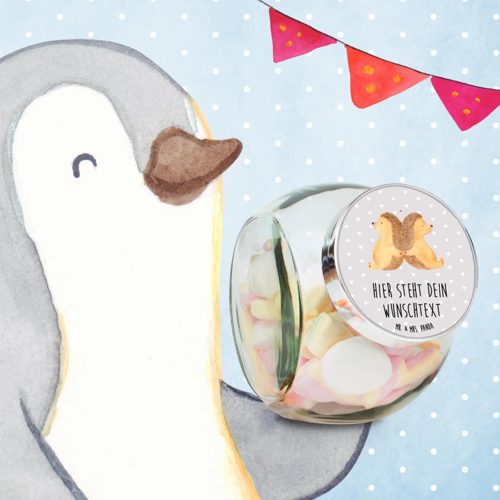 Spersonalizowany słoik na cukierki Jeże trzymające się za łapki Miłość, partner, przyjaciel, przyjaciółka, mąż, żona, wesele, zaręczyny, prośba o rękę, prezent miłosny, rocznica, dzień ślubu