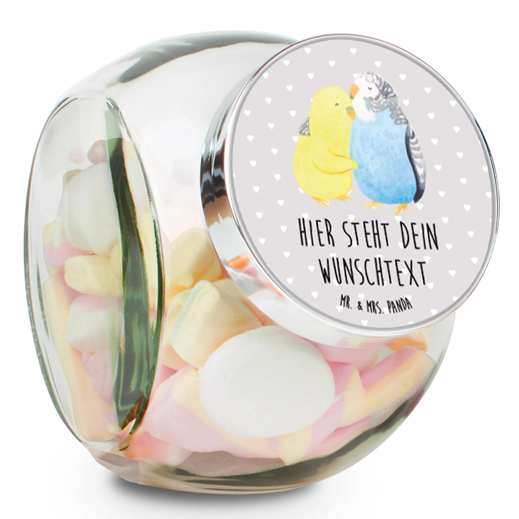 Personalized Candy Jar Parakeets in love Love, Loving, Two, Together, Marriage, Engagement, Proposal of marriage, Love gift, gift for her, gift for him, anniversary gift, birds, cuddling, budgie, love, trust, closeness