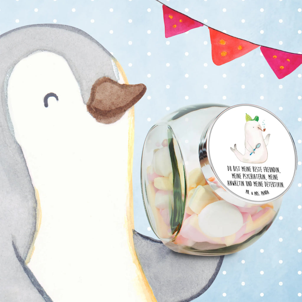 Słoik na cukierki foka Sherlock Motywy zwierzęce, dobra energia, zabawne powiedzonka, zwierzęta
