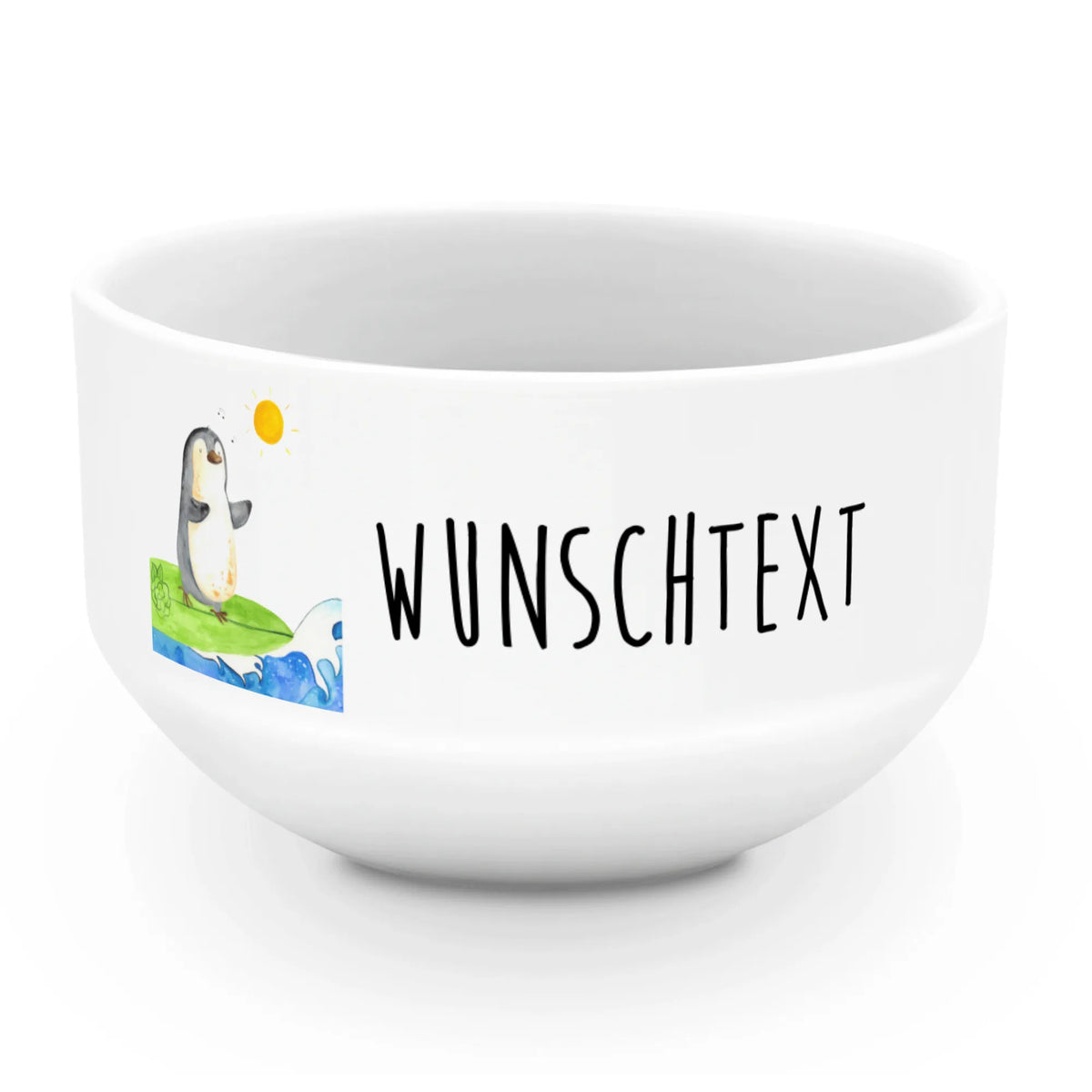 Personalized Muesli Bowl Penguin surfer dessert bowl, salad bowl, ceramic bowl, soup bowl, breakfast bowl, fruit bowl, personalized cereal bowl, porcelain bowl, bowl, snack bowl, muesli bowl, Penguin, North Pole, Winter, Penguins, holidays, wave riding, waves, Hawaii, surfing, Portugal, surfers, penguins