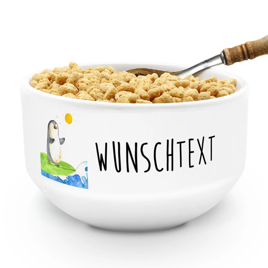 Personalized Muesli Bowl Penguin surfer dessert bowl, salad bowl, ceramic bowl, soup bowl, breakfast bowl, fruit bowl, personalized cereal bowl, porcelain bowl, bowl, snack bowl, muesli bowl, Penguin, North Pole, Winter, Penguins, holidays, wave riding, waves, Hawaii, surfing, Portugal, surfers, penguins
