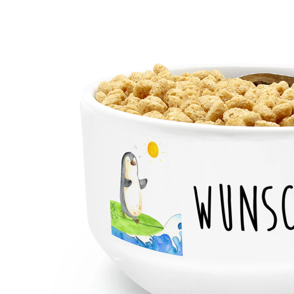Personalized Muesli Bowl Penguin surfer dessert bowl, salad bowl, ceramic bowl, soup bowl, breakfast bowl, fruit bowl, personalized cereal bowl, porcelain bowl, bowl, snack bowl, muesli bowl, Penguin, North Pole, Winter, Penguins, holidays, wave riding, waves, Hawaii, surfing, Portugal, surfers, penguins