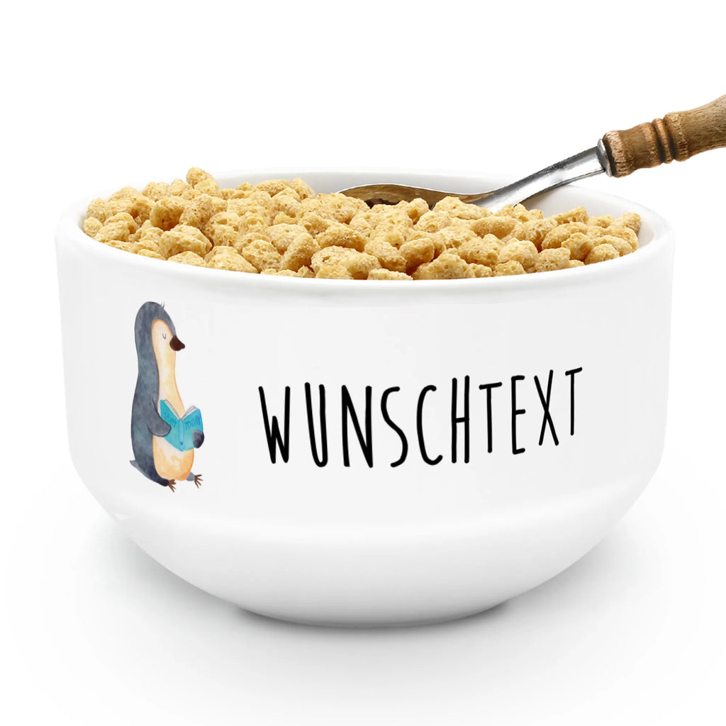 Personalized Muesli Bowl Penguin A book dessert bowl, soup bowl, salad bowl, snack bowl, breakfast bowl, muesli bowl, fruit bowl, ceramic bowl, personalized cereal bowl, bowl, porcelain bowl, Penguin, North Pole, Winter, Penguins, doing nothing, holidays, lazing around, book, penguins, vacation, bookworm, reading, leisure