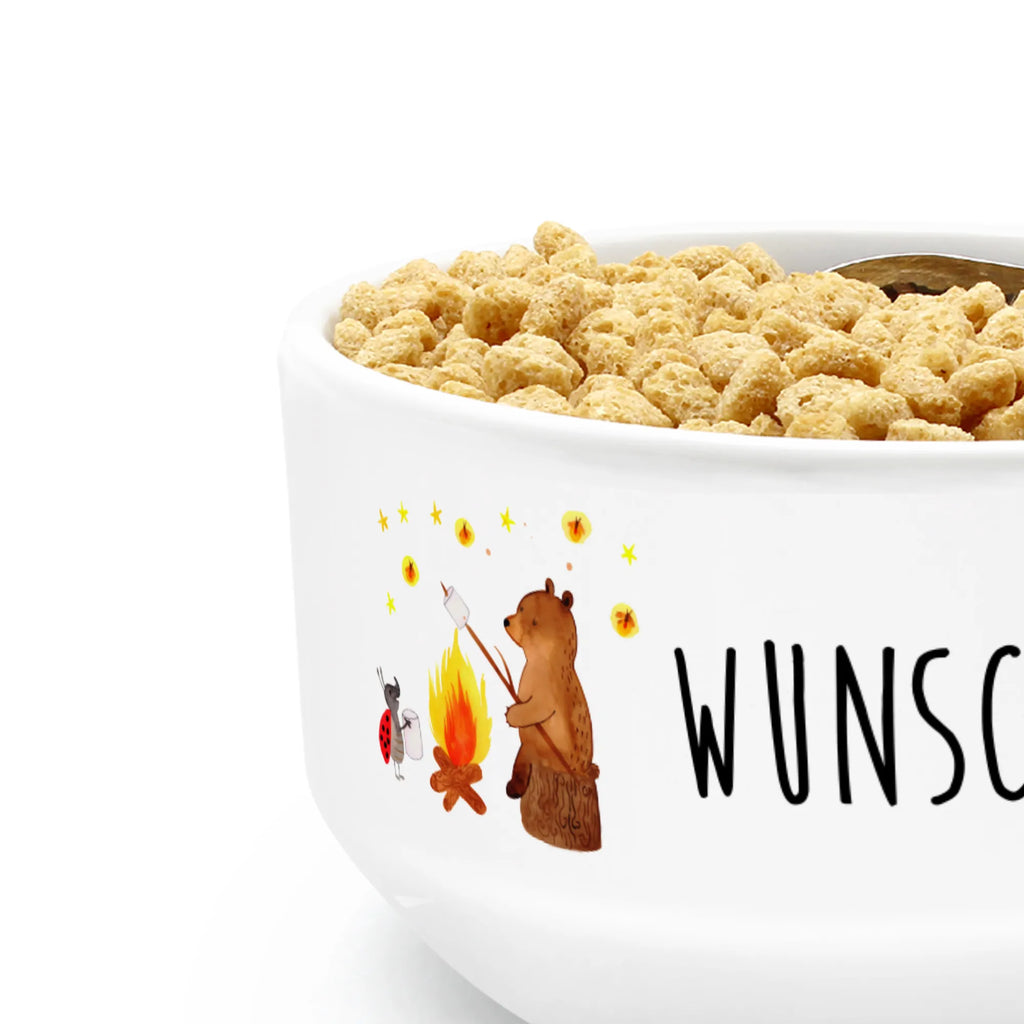 Personalizowana miska na musli Niedźwiedź i biedronka przy ognisku Niedźwiedź, Miś, Pluszowy miś