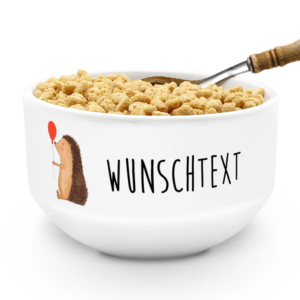 Personalized Muesli Bowl Hedgehog balloon porcelain bowl, dessert bowl, personalized cereal bowl, breakfast bowl, bowl, muesli bowl, soup bowl, snack bowl, salad bowl, fruit bowl, ceramic bowl, small animals, cute, funny, cute animal motives, hand drawn, small world, funny sayings, good mood, happy, gifts, gift ideas, special gifts, animal lover, card, Birthday Child, hedgehog, Birthday, Happy Birthday, Balloon
