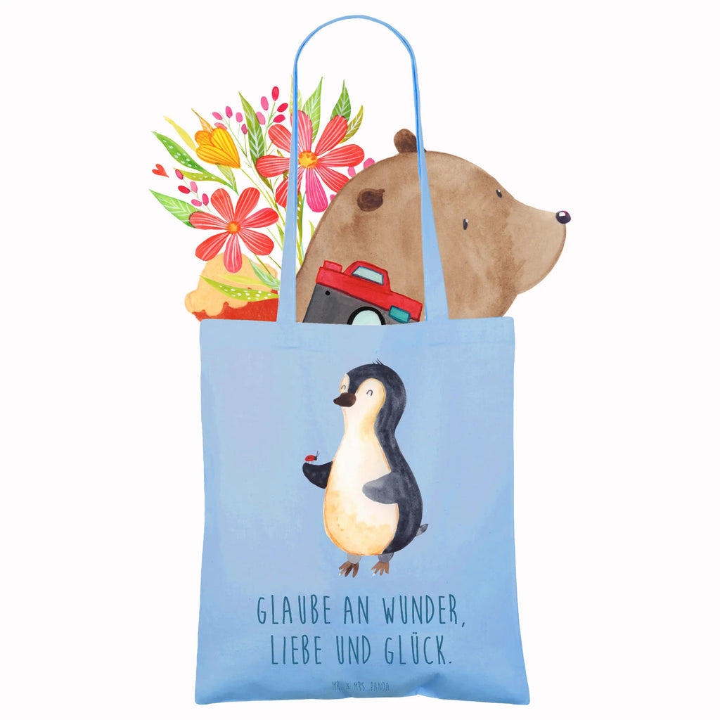 Tragetasche Pinguin Marienkäfer Stoffbeutel, Badetasche, Strandtasche, Schultertasche, Shopper, Einkaufstasche, Umhängetasche, Beutel, Tragetasche, Einkaufstüte, Laptoptasche, Beuteltasche, Tasche, Stofftasche, Jutebeutel, Jutetasche, Pinguin, Lebensfreude, Liebe, Glück, Marienkäfer, Wunder, Pinguine, Freude