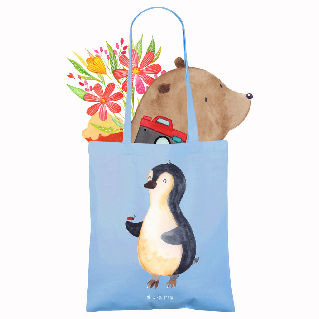 Tragetasche Pinguin Marienkäfer Stoffbeutel, Badetasche, Strandtasche, Schultertasche, Shopper, Einkaufstasche, Umhängetasche, Beutel, Tragetasche, Einkaufstüte, Laptoptasche, Beuteltasche, Tasche, Stofftasche, Jutebeutel, Jutetasche, Pinguin, Lebensfreude, Liebe, Glück, Marienkäfer, Wunder, Pinguine, Freude