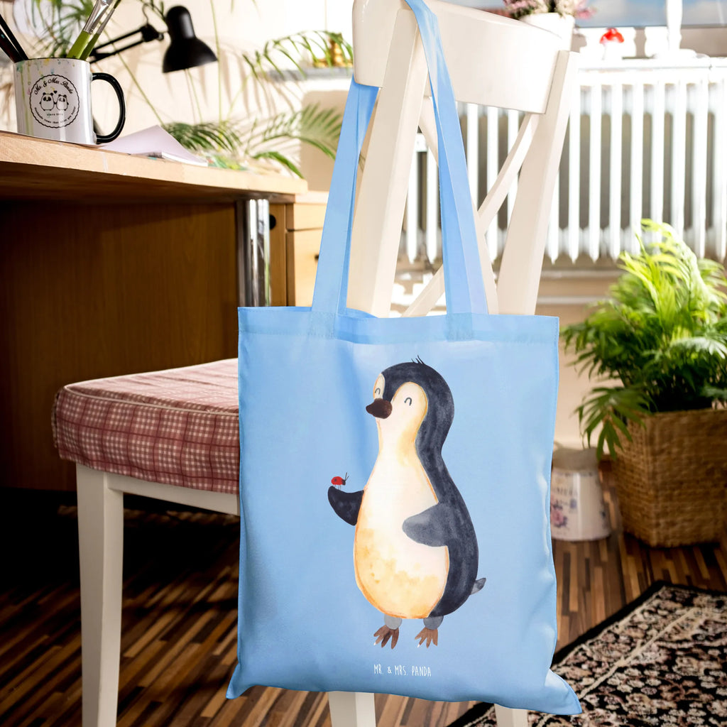 Tragetasche Pinguin Marienkäfer Stoffbeutel, Badetasche, Strandtasche, Schultertasche, Shopper, Einkaufstasche, Umhängetasche, Beutel, Tragetasche, Einkaufstüte, Laptoptasche, Beuteltasche, Tasche, Stofftasche, Jutebeutel, Jutetasche, Pinguin, Lebensfreude, Liebe, Glück, Marienkäfer, Wunder, Pinguine, Freude