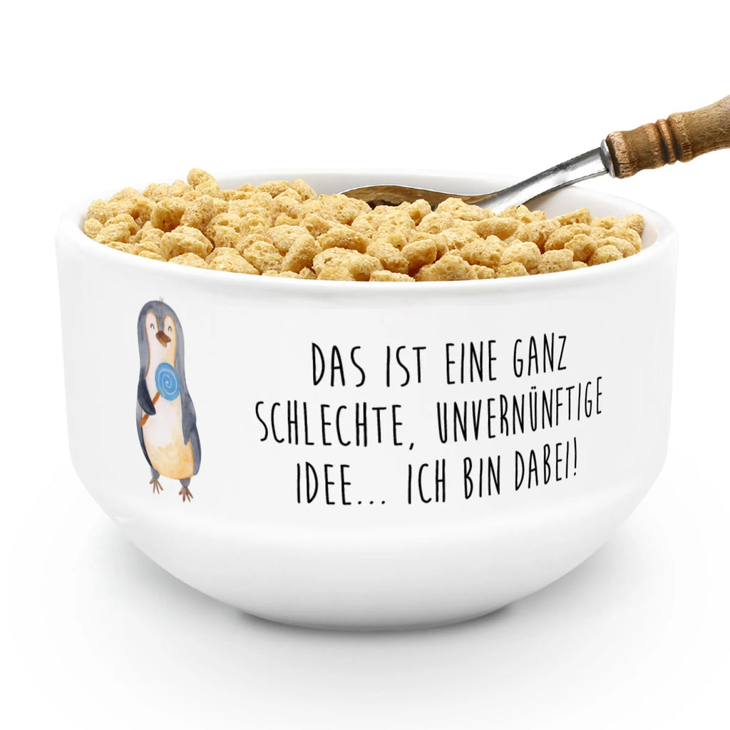Muesli Bowl Penguin lollipop breakfast bowl, bowl, cereal dish, ceramic bowl, soup bowl, snack bowl, cereal bowl, fruit bowl, salad bowl, dessert bowl, porcelain bowl, Penguin, North Pole, Winter, Penguins, penguins, lollipop, rebel, candy, hoodlum, slogan, bullshit, crook
