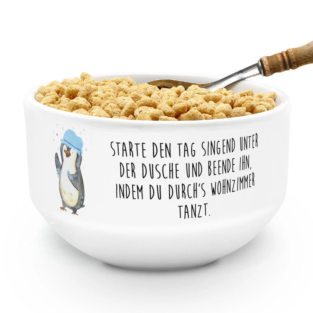 Muesli Bowl Penguin have a shower soup bowl, bowl, porcelain bowl, breakfast bowl, salad bowl, ceramic bowl, fruit bowl, snack bowl, cereal bowl, cereal dish, dessert bowl, Penguin, North Pole, Winter, Penguins, life motto, shower, being happy, new start, new beginning, penguins, motivation