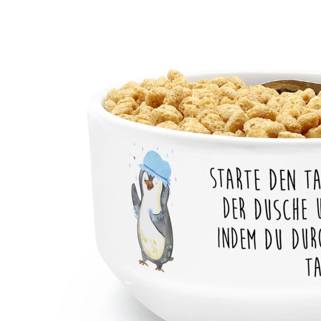 Muesli Bowl Penguin have a shower soup bowl, bowl, porcelain bowl, breakfast bowl, salad bowl, ceramic bowl, fruit bowl, snack bowl, cereal bowl, cereal dish, dessert bowl, Penguin, North Pole, Winter, Penguins, life motto, shower, being happy, new start, new beginning, penguins, motivation