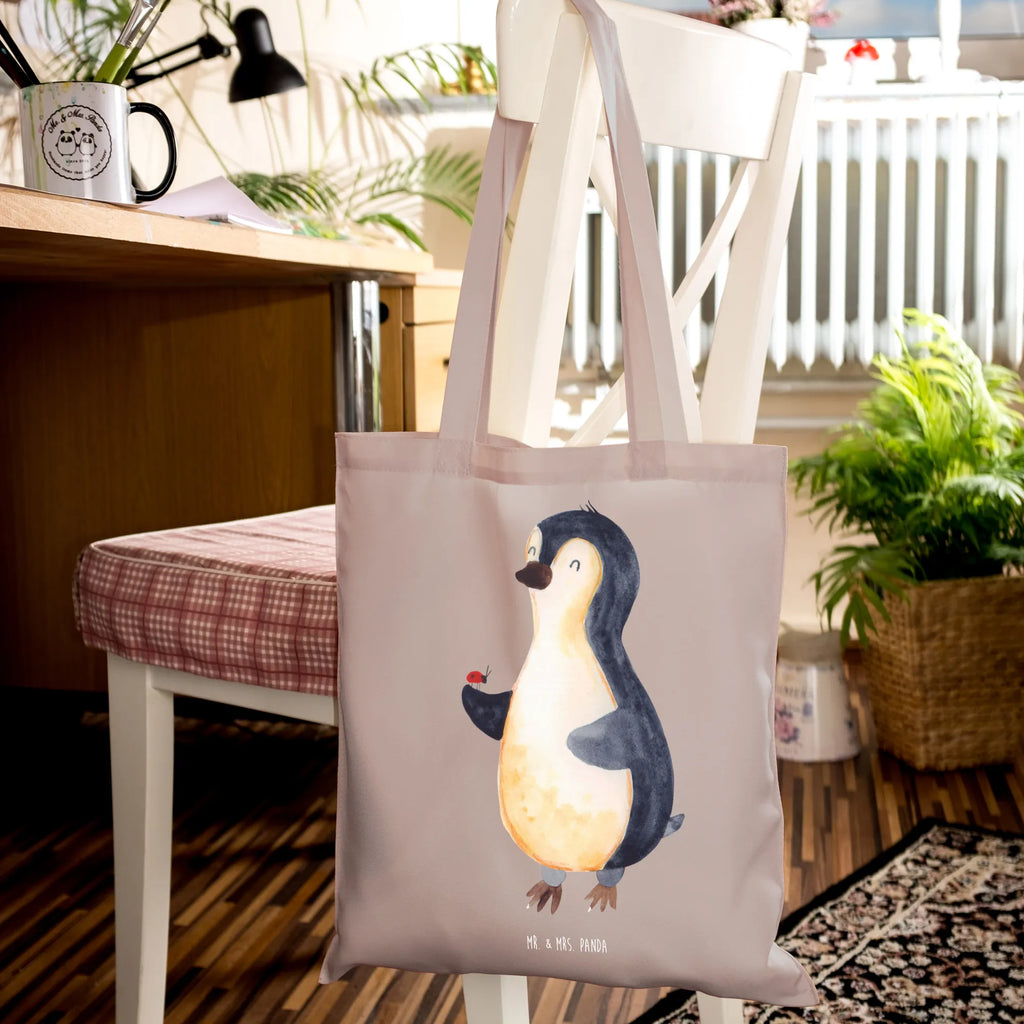 Tragetasche Pinguin Marienkäfer Stoffbeutel, Badetasche, Strandtasche, Schultertasche, Shopper, Einkaufstasche, Umhängetasche, Beutel, Tragetasche, Einkaufstüte, Laptoptasche, Beuteltasche, Tasche, Stofftasche, Jutebeutel, Jutetasche, Pinguin, Lebensfreude, Liebe, Glück, Marienkäfer, Wunder, Pinguine, Freude