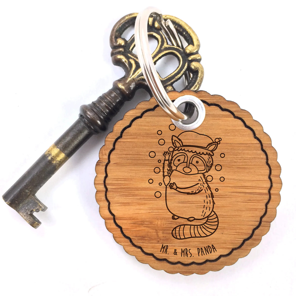 Wavy key ring Raccoon Schlüsselanhänger, Taschenanhänger, Holz Schlüsselanhänger, Holzanhänger, anhänger für schlüssel, anhänger holz, anhänger schlüssel, Schlüsselanhänger Holz, Anhänger, Taschenbaumler, Tiere, Tiermotive, Gute Laune, Lustige Sprüche, Waschbär, Seifenblasen, Tagträumen, Fröhlich, Plan, Waschen