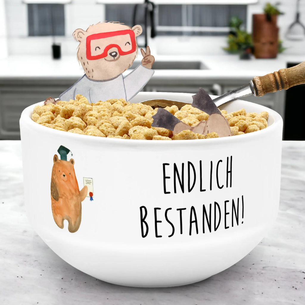 Muesli Bowl bear Test soup bowl, bowl, ceramic bowl, breakfast bowl, porcelain bowl, snack bowl, cereal dish, fruit bowl, dessert bowl, cereal bowl, salad bowl, bear, teddy, teddy bear, cuddly toy, diploma, certificate, examinations, examination passed, Abitur, degree