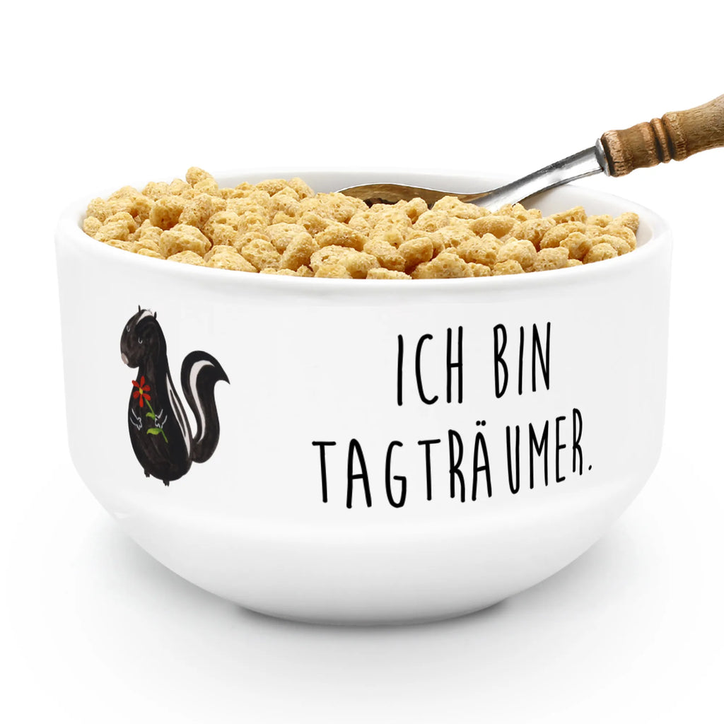 Muesli Bowl skunk flower salad bowl, ceramic bowl, cereal bowl, soup bowl, porcelain bowl, snack bowl, dessert bowl, breakfast bowl, cereal dish, bowl, fruit bowl, Skunk, stink, dreams, daydreamer, stinker, wild animal, skunk, predator, dreamy