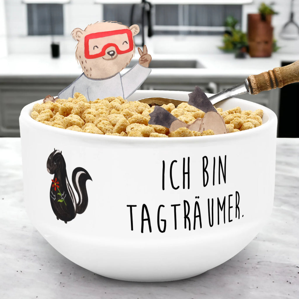 Muesli Bowl skunk flower salad bowl, ceramic bowl, cereal bowl, soup bowl, porcelain bowl, snack bowl, dessert bowl, breakfast bowl, cereal dish, bowl, fruit bowl, Skunk, stink, dreams, daydreamer, stinker, wild animal, skunk, predator, dreamy