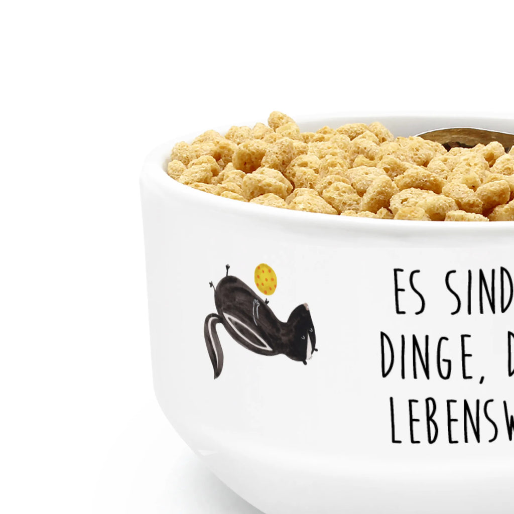Muesli Bowl skunk ball breakfast bowl, snack bowl, porcelain bowl, soup bowl, dessert bowl, cereal bowl, cereal dish, ceramic bowl, fruit bowl, salad bowl, bowl, Skunk, stinker, wisdom, skunk, predator, playful, stinky, wild animal