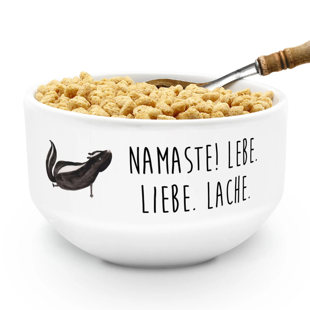 Muesli Bowl skunk yoga fruit bowl, cereal bowl, soup bowl, porcelain bowl, bowl, ceramic bowl, salad bowl, dessert bowl, cereal dish, snack bowl, breakfast bowl, Skunk, Live, Namaste, Love, Predator, Stinker, Yoga, Stinky, Laugh, Wild animal