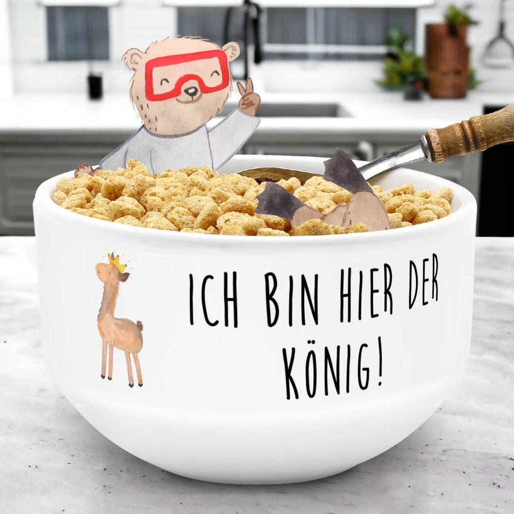 Muesli Bowl lama king soup bowl, fruit bowl, salad bowl, porcelain bowl, dessert bowl, bowl, cereal dish, cereal bowl, breakfast bowl, snack bowl, ceramic bowl, Llama, llama, alpaca, trendy animal, office colleague, lama, mum, king, dad, boss, supervisor, colleague, lamas, queen, high school graduation, girlfriend