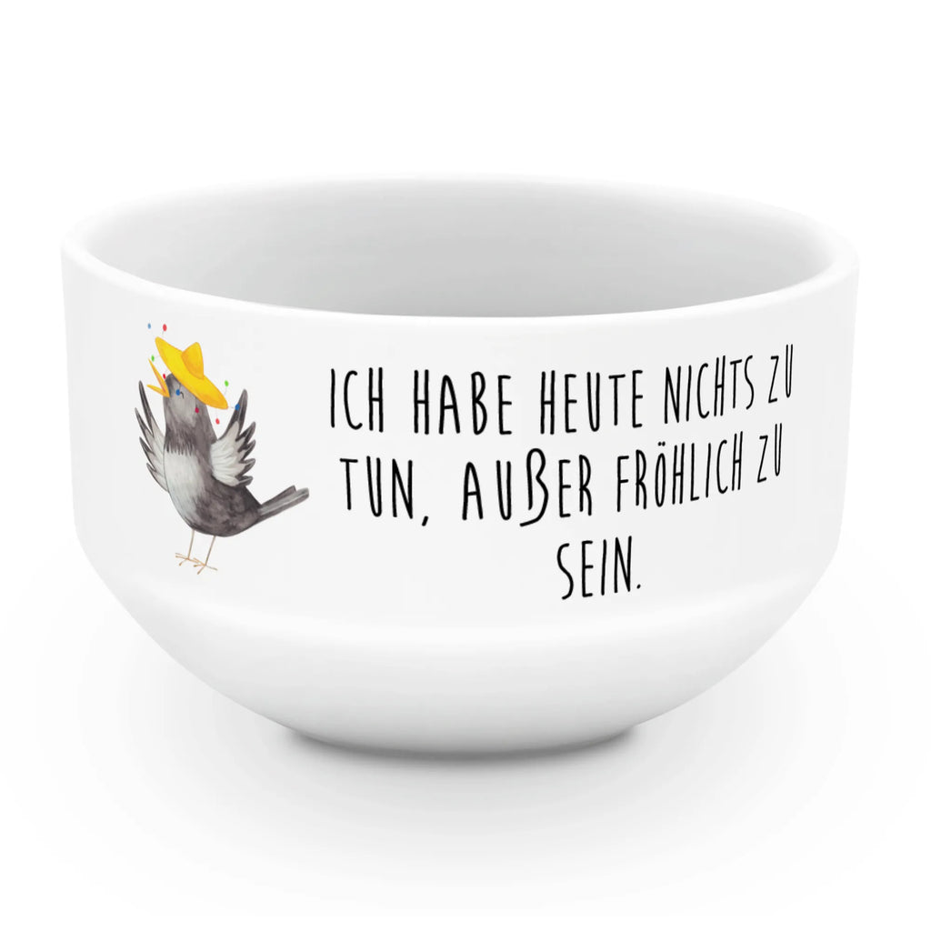 Müslischale Rabe mit Sombrero Suppenschüssel, Müslischale mit Spruch, Müsli schalen, Salatschüssel, Porzellan Schale, Dessertschüssel, Frühstücksschalen, Früstücksschüssel, Keramik Schüssel, Müslischale Keramik, Keramik Müslischale, Müslischale, Müslischüssel, Müslischale Porzellan, Obstschale, Müslischalen bunt, Schüssel, Snackschale, Weiße Müslischalen, Schöne Müslischalen, Müslischale lustig, Bunte Müslischalen, Müsli schale, Tiermotive, Gute Laune, lustige Sprüche, Tiere, Spruch positiv, Vogel, Elster, Rabe, Vögel, fröhlich sein, Motivation, froh, Glück Spruch, glücklich sein
