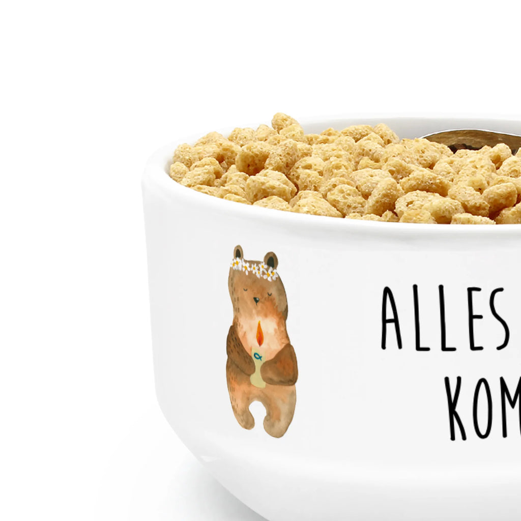Muesli Bowl bear communion cereal dish, breakfast bowl, ceramic bowl, bowl, porcelain bowl, fruit bowl, dessert bowl, cereal bowl, soup bowl, salad bowl, snack bowl, bear, teddy, teddy bear, cuddly toy, communion, baptismal candle, God's blessing, catholic