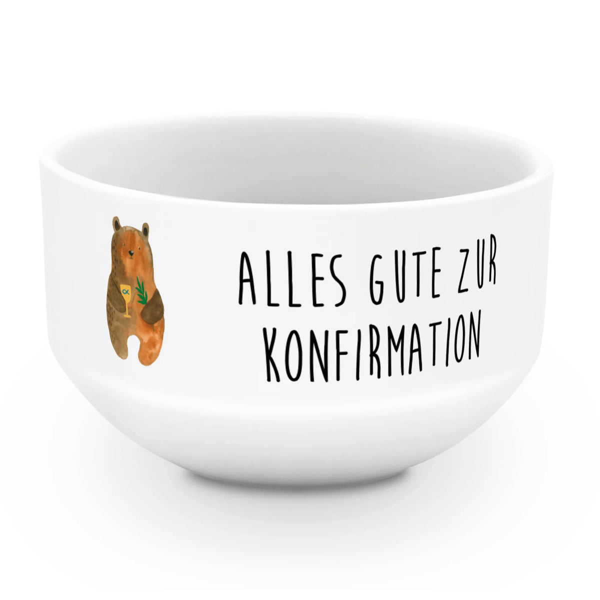 Muesli Bowl bear confirmation fruit bowl, porcelain bowl, ceramic bowl, snack bowl, breakfast bowl, salad bowl, cereal dish, cereal bowl, dessert bowl, soup bowl, bowl, bear, teddy, teddy bear, cuddly toy, confirmation, service, evangelic, church