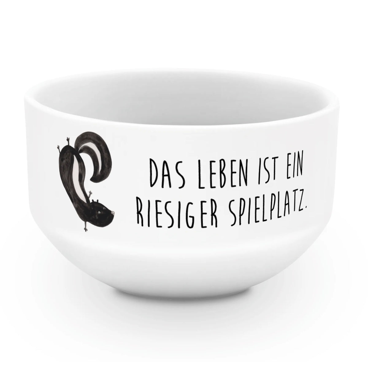 Muesli Bowl skunk handstand porcelain bowl, snack bowl, cereal bowl, soup bowl, ceramic bowl, salad bowl, dessert bowl, cereal dish, fruit bowl, bowl, breakfast bowl, Skunk, child, playground, skunk, predator, stink, playful, wild animal