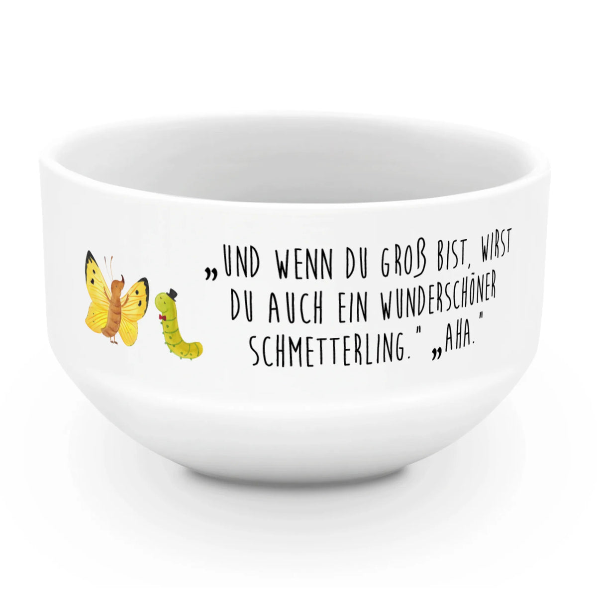 Muesli Bowl Caterpillar butterfly porcelain bowl, fruit bowl, ceramic bowl, cereal bowl, snack bowl, dessert bowl, breakfast bowl, bowl, cereal dish, soup bowl, salad bowl, small animals, cute, funny, cute animal motives, hand drawn, small world, funny sayings, good mood, happy, gifts, gift ideas, special gifts, animal lover, card, growing up, beauty, Caterpillar, cocoon, lemon butterfly, development, butterfly, hat