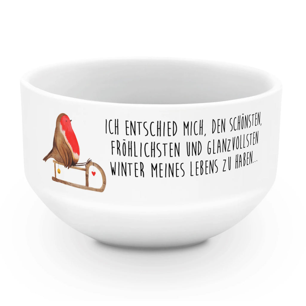 Muesli Bowl robin Sleds salad bowl, porcelain bowl, ceramic bowl, breakfast bowl, dessert bowl, snack bowl, fruit bowl, cereal dish, bowl, cereal bowl, soup bowl, Winter, Christmas, Christmas time, snow, bird, sleigh