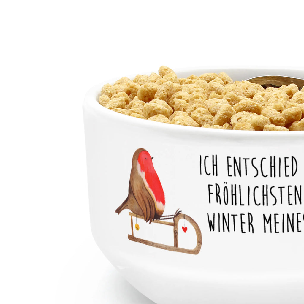 Muesli Bowl robin Sleds salad bowl, porcelain bowl, ceramic bowl, breakfast bowl, dessert bowl, snack bowl, fruit bowl, cereal dish, bowl, cereal bowl, soup bowl, Winter, Christmas, Christmas time, snow, bird, sleigh