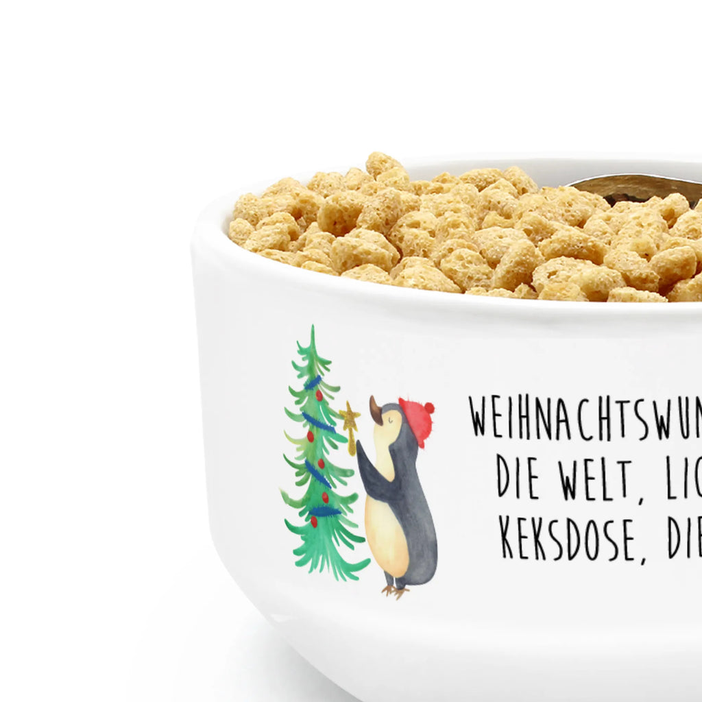 Muesli Bowl penguin Christmas tree snack bowl, salad bowl, dessert bowl, breakfast bowl, ceramic bowl, cereal dish, fruit bowl, soup bowl, cereal bowl, bowl, porcelain bowl, Winter, Christmas, Christmas time, snow, Penguin