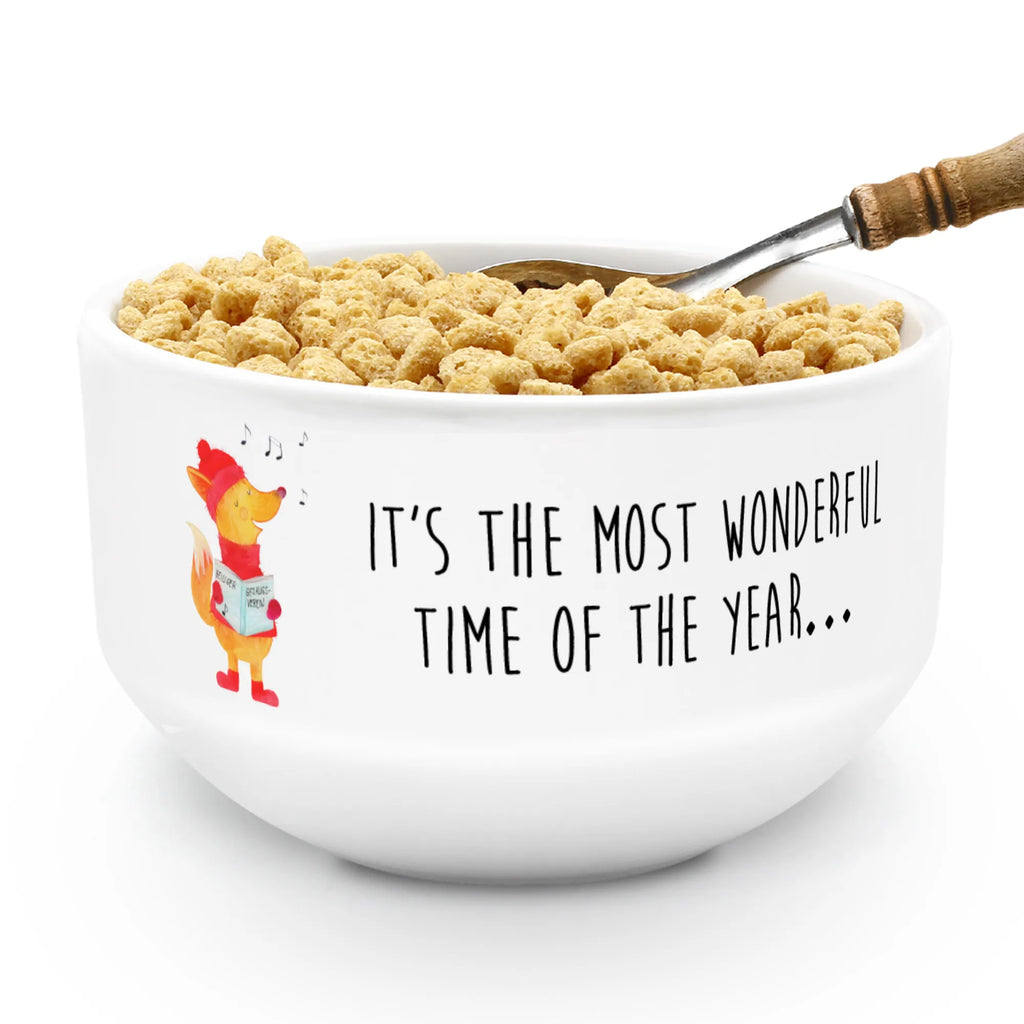 miska na musli lis Śpiewak Zima, Boże Narodzenie, dekoracje świąteczne, Mikołaj, Adwent, Wigilia, zimowy motyw