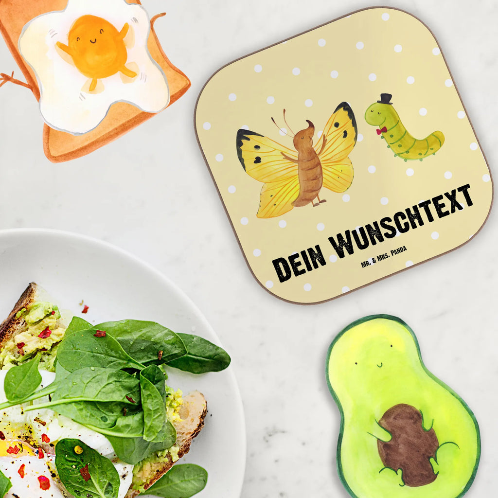 Personalisierte Untersetzer Raupe & Schmetterling Personalisieren, Bedrucken, Namensaufdruck, Personalisierte Untersetzer, Personalisiert Getränkeuntersetzer, Untersetzer mit Namen, Personalisierte Glasuntersetzer, Peronalisierte Untersetzer Gläser, PErsonalisierte Bierdeckel, Tiermotive, Gute Laune, lustige Sprüche, Tiere, Schönheit, Kokon, Erwachsen werden, Zitronenfalter, Raupe, Hut, Hütchen, Aufwachsen, Entwicklung, Schmetterling