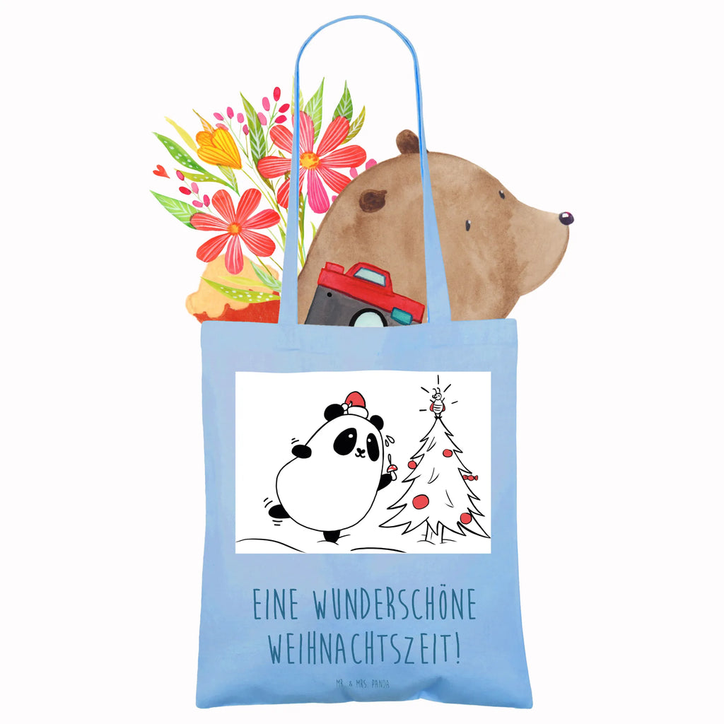 Tote bag Panda Christmas Time Einkaufstüte, Tasche, Beutel, Shopper, Strandtasche, Badetasche, Beuteltasche, Stoffbeutel, Jutebeutel, Tragetasche, Umhängetasche, Laptoptasche, Jutetasche, Einkaufstasche, Stofftasche, Schultertasche