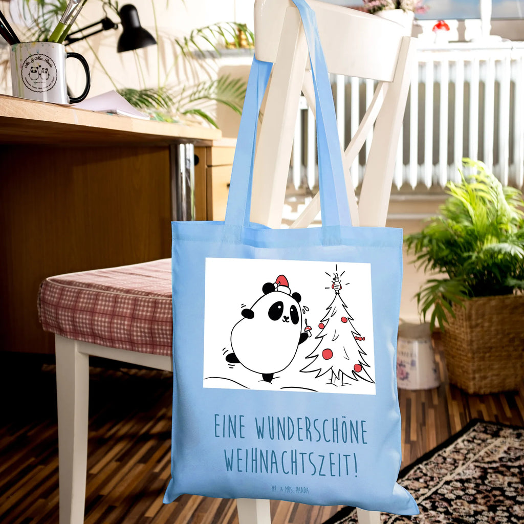 Tote bag Panda Christmas Time Einkaufstüte, Tasche, Beutel, Shopper, Strandtasche, Badetasche, Beuteltasche, Stoffbeutel, Jutebeutel, Tragetasche, Umhängetasche, Laptoptasche, Jutetasche, Einkaufstasche, Stofftasche, Schultertasche