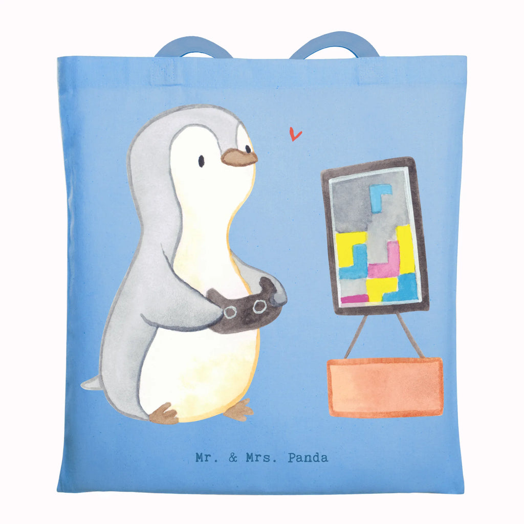 Torba pingwin grać Tasche, Schultertasche, Stofftasche, Jutetasche, Beuteltasche, Shopper, Laptoptasche, Jutebeutel, Stoffbeutel, Tragetasche, Einkaufstasche, Beutel, Badetasche, Einkaufstüte, Umhängetasche, Strandtasche, Geschenk, Sport, Sportart, Hobby, Schenken, Danke, Dankeschön, Auszeichnung, Gewinn, Sportler, Zocken, Videogames, Gaming, Videospiele