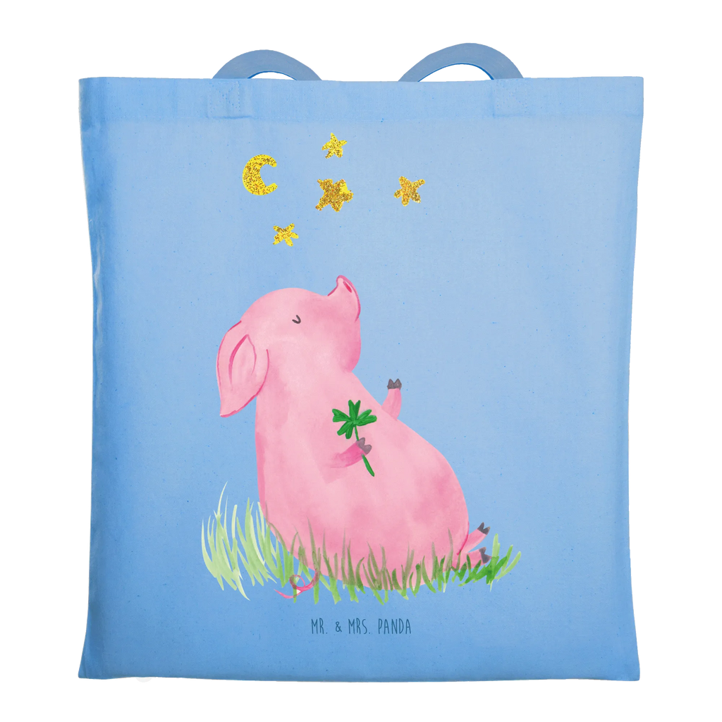 Tote bag Pig Luck cloth bag, bag, shopper, shopping bag, jute bag, pouch, Carrier bag, shoulder bag, cotton bag, small animals, cute, funny, cute animal motives, hand drawn, small world, funny sayings, good mood, happy, gifts, gift ideas, special gifts, animal lover, card, motivation, goals, lucky charm, asterisks, piglet, pig, stars, Lucky bastard. Luck, dreams