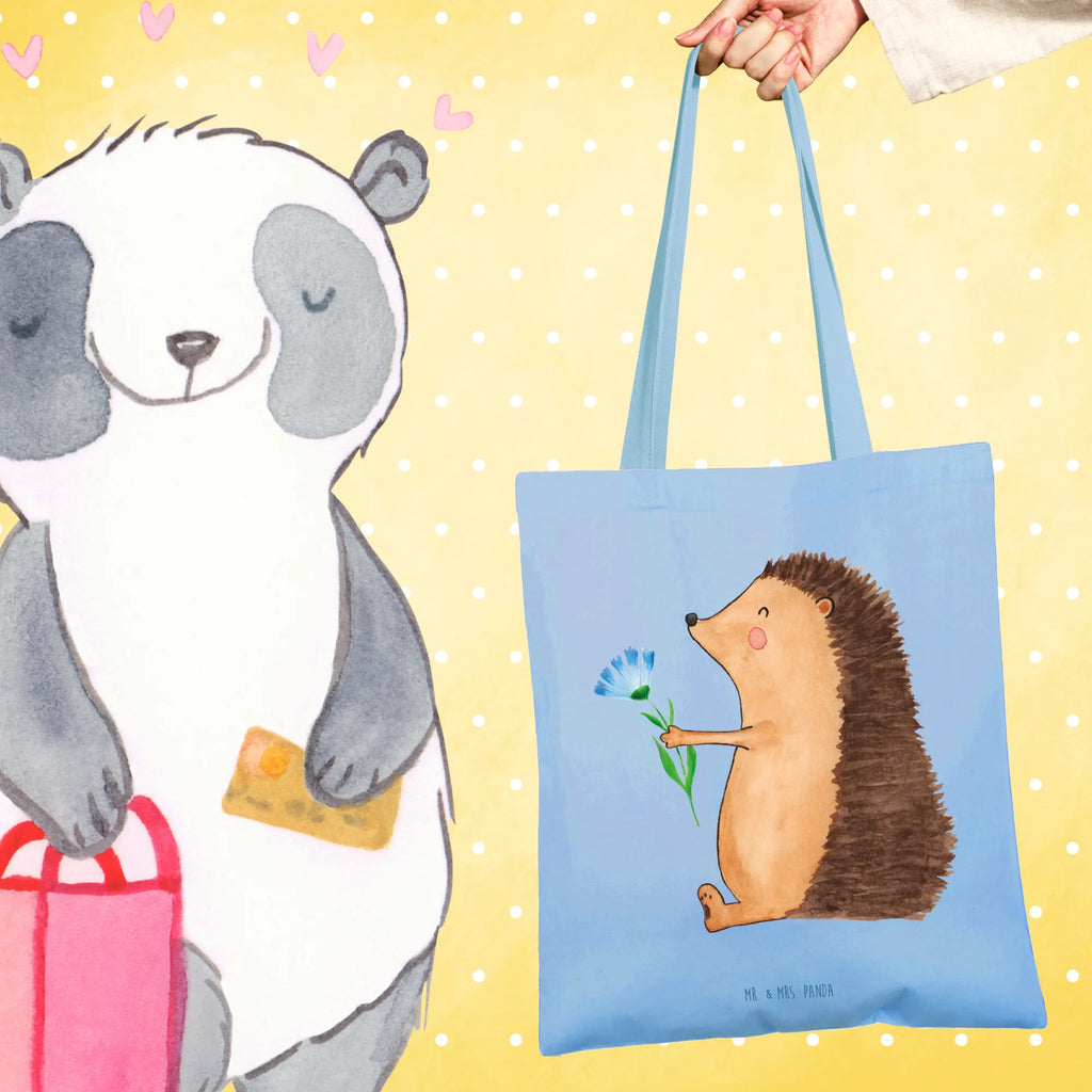 Tote bag Hedgehog Flower Laptoptasche, Beutel, Strandtasche, Shopper, Schultertasche, Jutetasche, Einkaufstasche, Umhängetasche, Stofftasche, Einkaufstüte, Badetasche, Jutebeutel, Tasche, Tragetasche, Stoffbeutel, Beuteltasche, Tiermotive, Gute Laune, lustige Sprüche, Tiere, Krankheit, Genesungswünsche, Besuch, krank, Krankenhaus, Gute Besserung, Igel