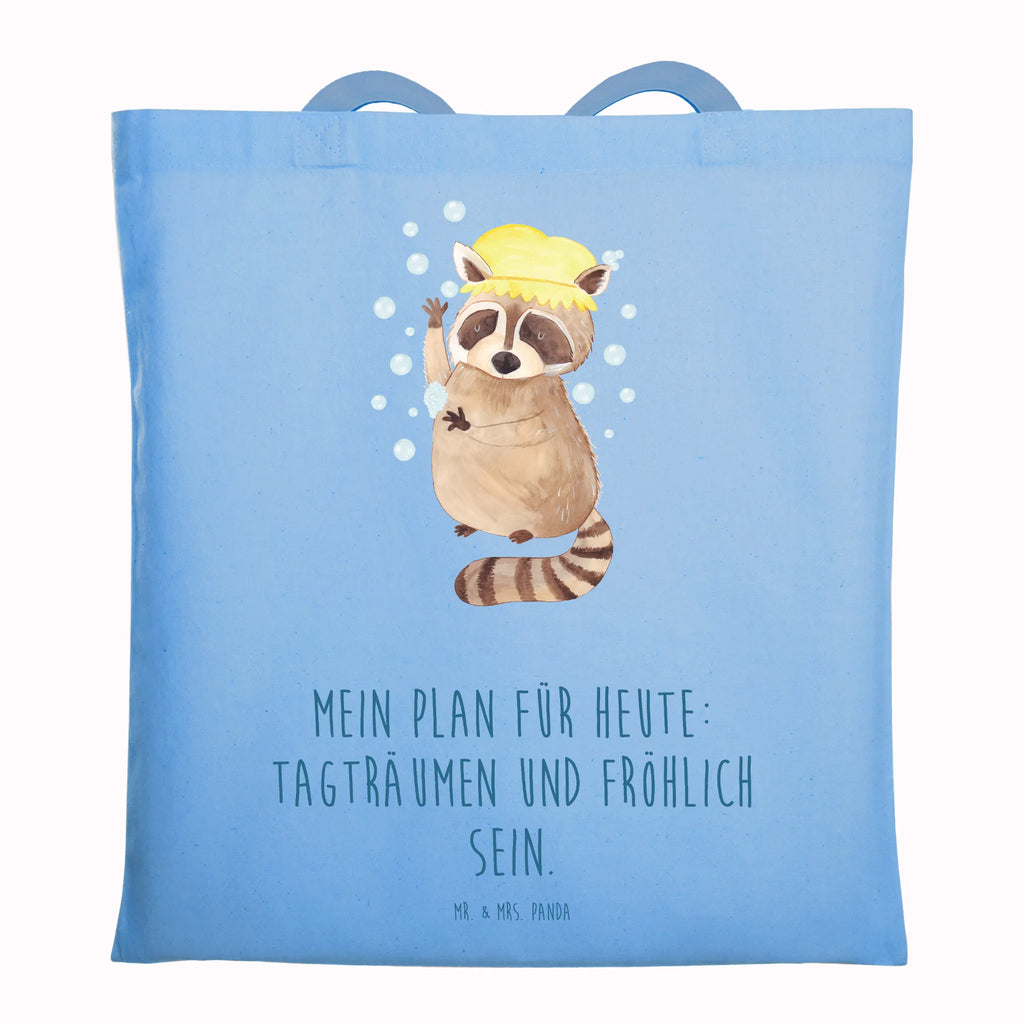 Tragetasche Waschbär Laptoptasche, Stoffbeutel, Shopper, Badetasche, Beutel, Strandtasche, Einkaufstüte, Jutebeutel, Beuteltasche, Stofftasche, Schultertasche, Tasche, Einkaufstasche, Jutetasche, Tragetasche, Umhängetasche, Tiermotive, Gute Laune, lustige Sprüche, Tiere, Tagträumen, Seifenblasen, Waschbär, waschen, Fröhlich, Plan