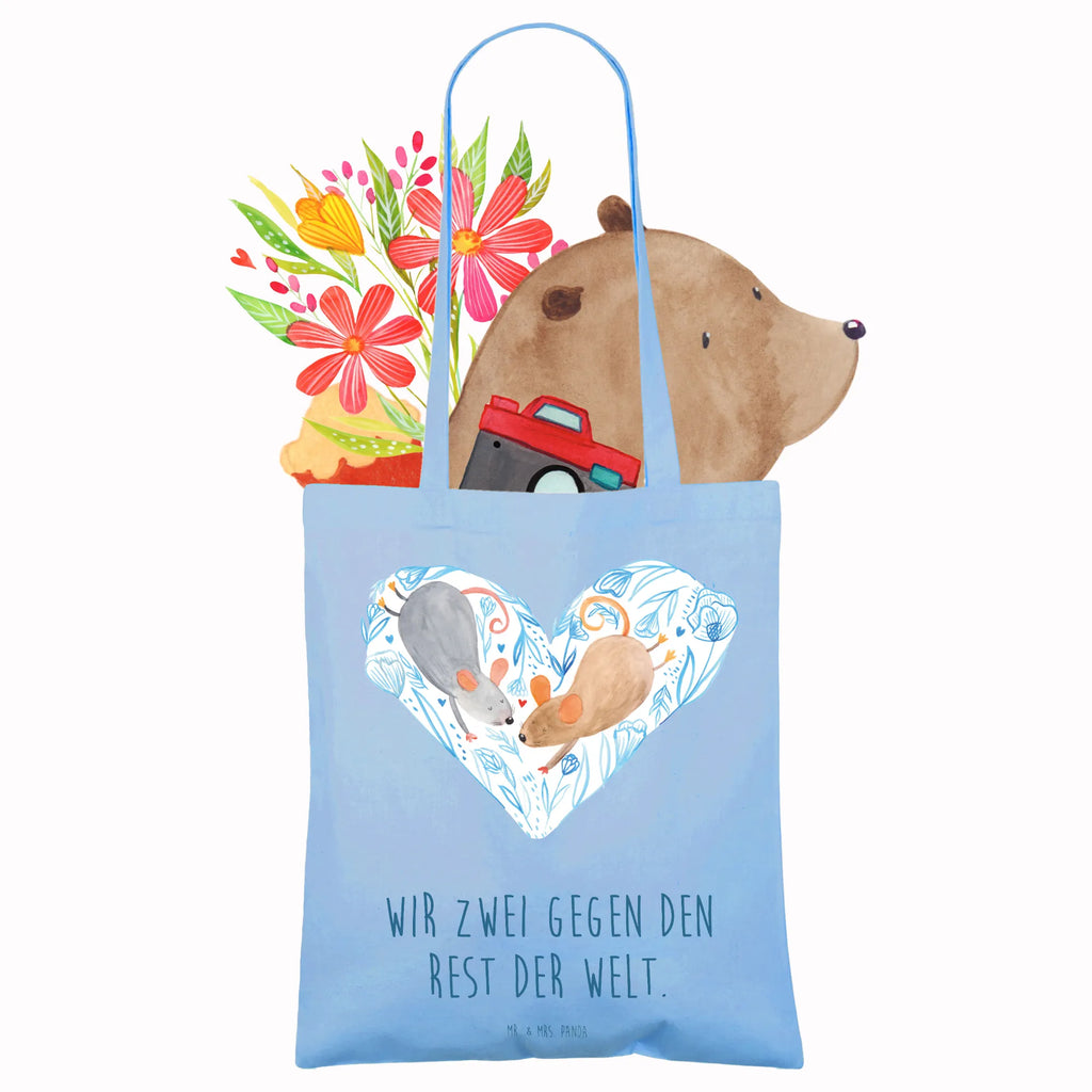 Tote bag Mice heart Strandtasche, Laptoptasche, Badetasche, Stofftasche, Jutetasche, Einkaufstasche, Shopper, Beutel, Tasche, Schultertasche, Einkaufstüte, Beuteltasche, Umhängetasche, Jutebeutel, Tragetasche, Stoffbeutel, Liebe, Partner, Freund, Freundin, Ehemann, Ehefrau, Heiraten, Verlobung, Heiratsantrag, Liebesgeschenk, Jahrestag, Hocheitstag, Hochzeit, Mäuse, Maus, Love, Geschenk für zwei, Lieblingsmensch, Liebesbotschaft, Gemeinsamkeit, Liebesbeweis