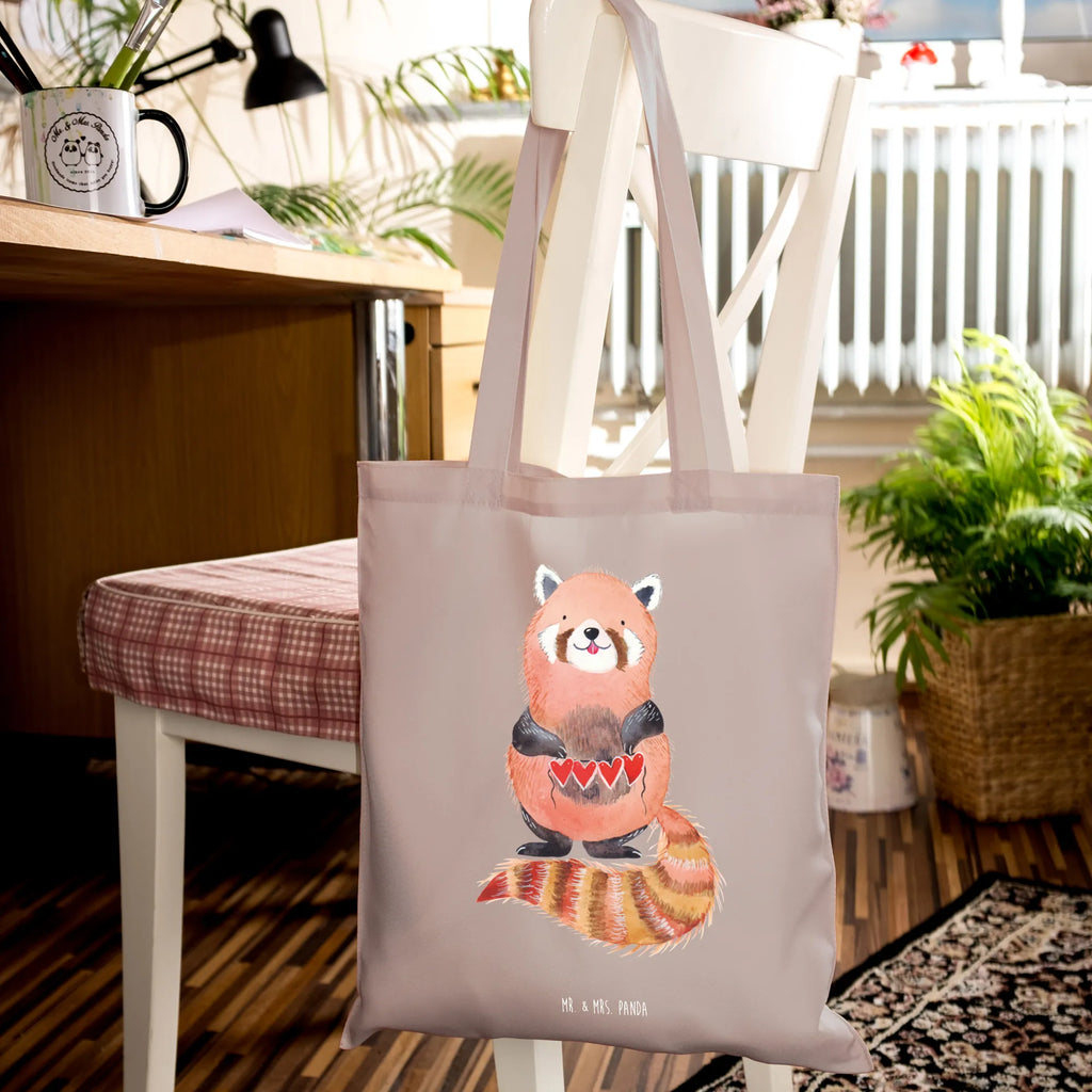 Tragetasche Roter Panda Stoffbeutel, Beuteltasche, Shopper, Einkaufstüte, Beutel, Umhängetasche, Einkaufstasche, Badetasche, Stofftasche, Jutebeutel, Schultertasche, Tragetasche, Laptoptasche, Jutetasche, Tasche, Strandtasche, Tiermotive, Gute Laune, lustige Sprüche, Tiere, Panda, Rot, Liebling, Lieblingsmensch, Liebe, Herz