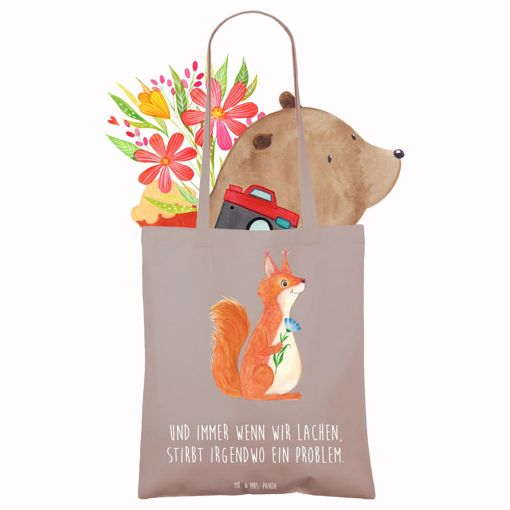 Tote bag Squirrel flower pouch, cotton bag, Carrier bag, cloth bag, shopper, bag, shoulder bag, jute bag, shopping bag, small animals, cute, funny, cute animal motives, hand drawn, small world, funny sayings, good mood, happy, gifts, gift ideas, special gifts, animal lover, card, positive saying, fun, Squirrel, laughter, saying decoration, squirrel, motivation pictures, happy saying, motivation sayings