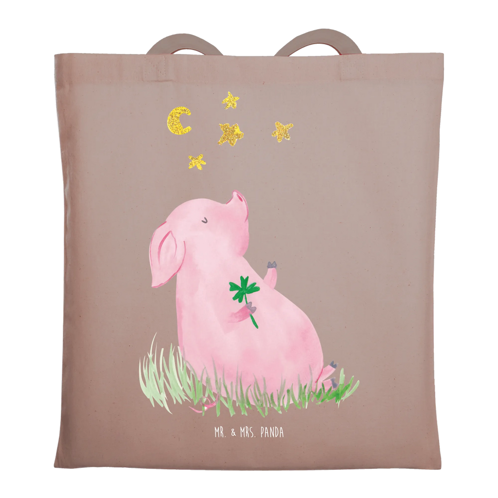 Tote bag Pig Luck cloth bag, bag, shopper, shopping bag, jute bag, pouch, Carrier bag, shoulder bag, cotton bag, small animals, cute, funny, cute animal motives, hand drawn, small world, funny sayings, good mood, happy, gifts, gift ideas, special gifts, animal lover, card, motivation, goals, lucky charm, asterisks, piglet, pig, stars, Lucky bastard. Luck, dreams