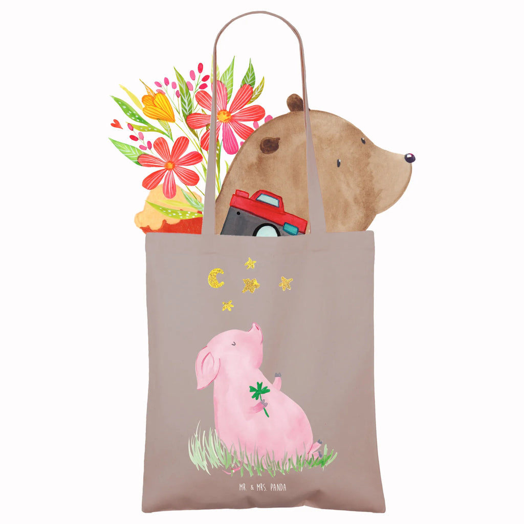 Tote bag Pig Luck cloth bag, bag, shopper, shopping bag, jute bag, pouch, Carrier bag, shoulder bag, cotton bag, small animals, cute, funny, cute animal motives, hand drawn, small world, funny sayings, good mood, happy, gifts, gift ideas, special gifts, animal lover, card, motivation, goals, lucky charm, asterisks, piglet, pig, stars, Lucky bastard. Luck, dreams